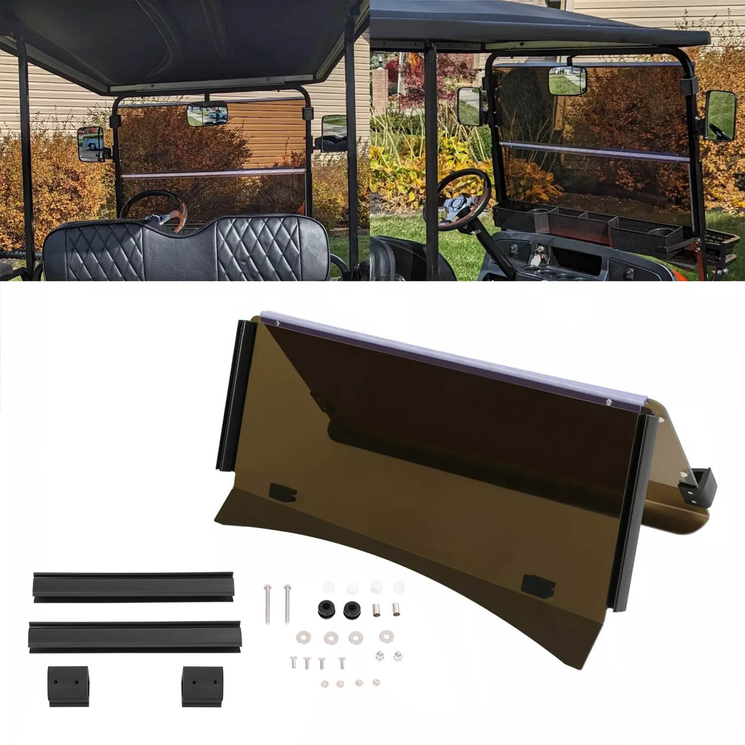 For EZGO TXT 2014-UP Golf Cart Fold Down Folding Tinted Windshield Windscreen