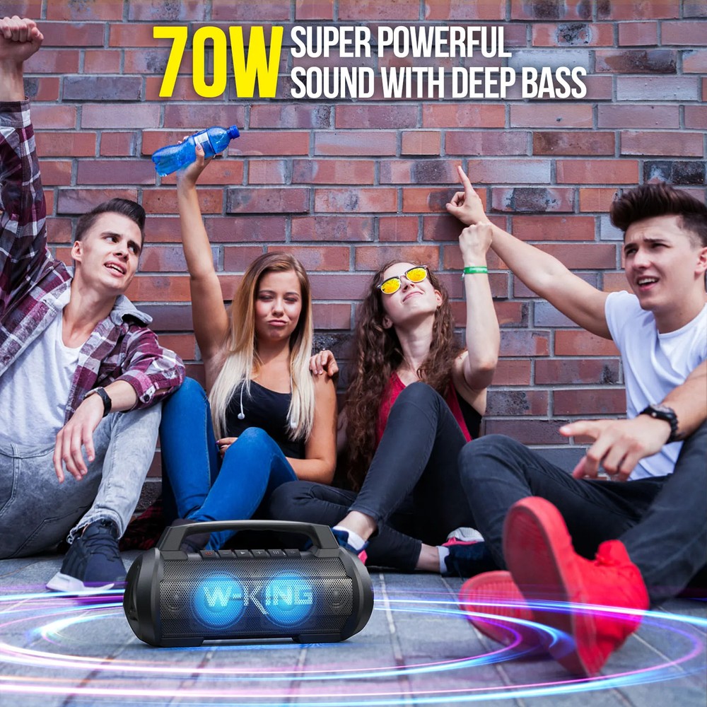 70W RMS Bluetooth Portable Speaker, Speaker Wireless Loud Waterproof Bluetooth