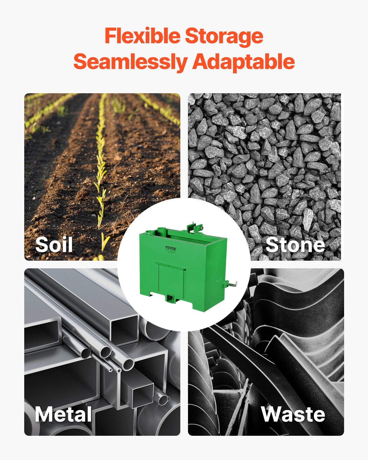 VEVOR Ballast Box 3 Point Category 1 Tractor Quick Tach Hitch Counterweight