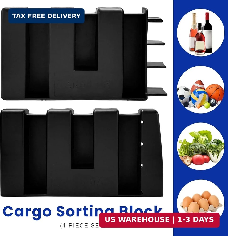 4 PCS Multipurpose Cargo Organizer Blocks, Plastic Auto Trunk Storage Organizer
