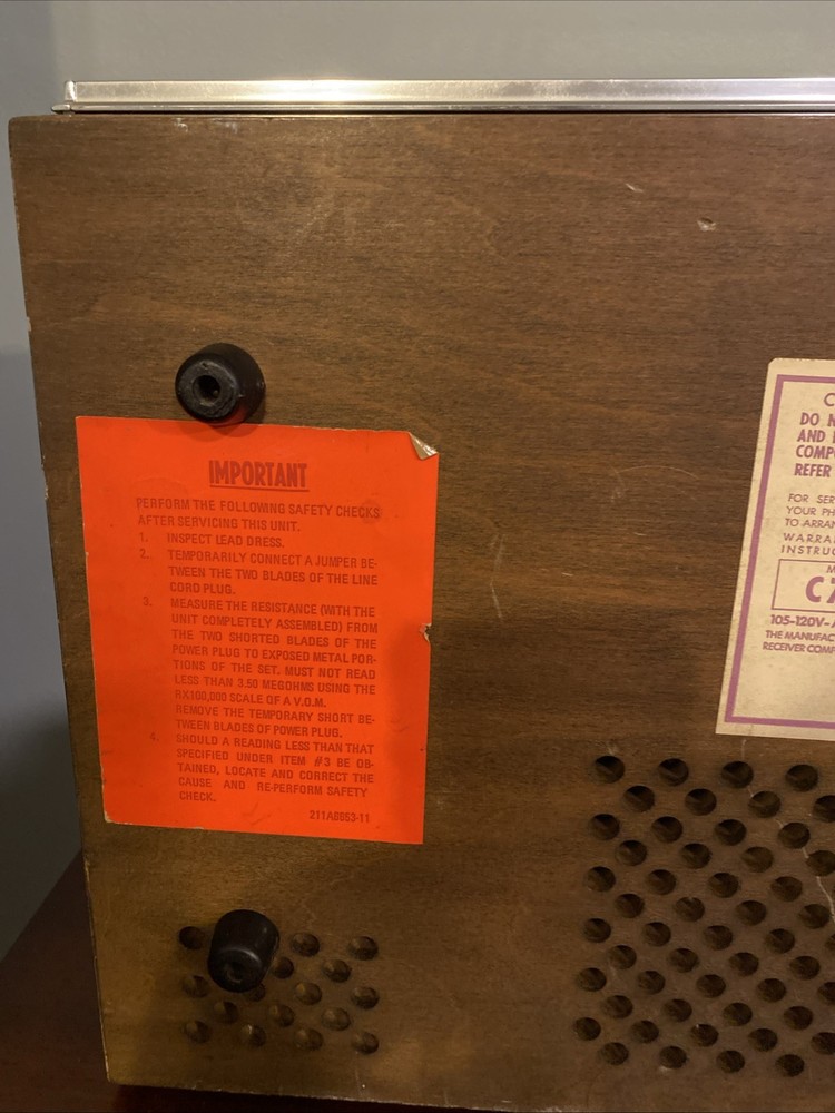 General Electric C751g Solid State Stereo Receiver TESTED WORKS!! - Missing Foot