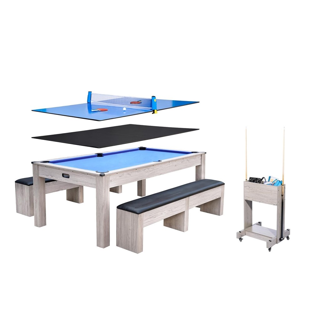 7ft Billiards Table Combo Set 3-in-1 Multi Game Pool Table Full Accessory
