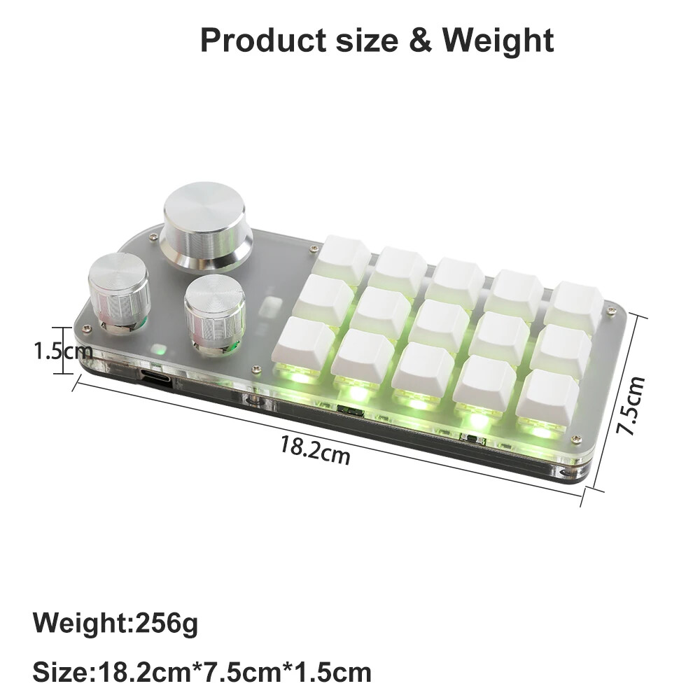 Macro Programming Keyboard 15 Button 3 Knobs Custom Game Keyboard With Bluetooth