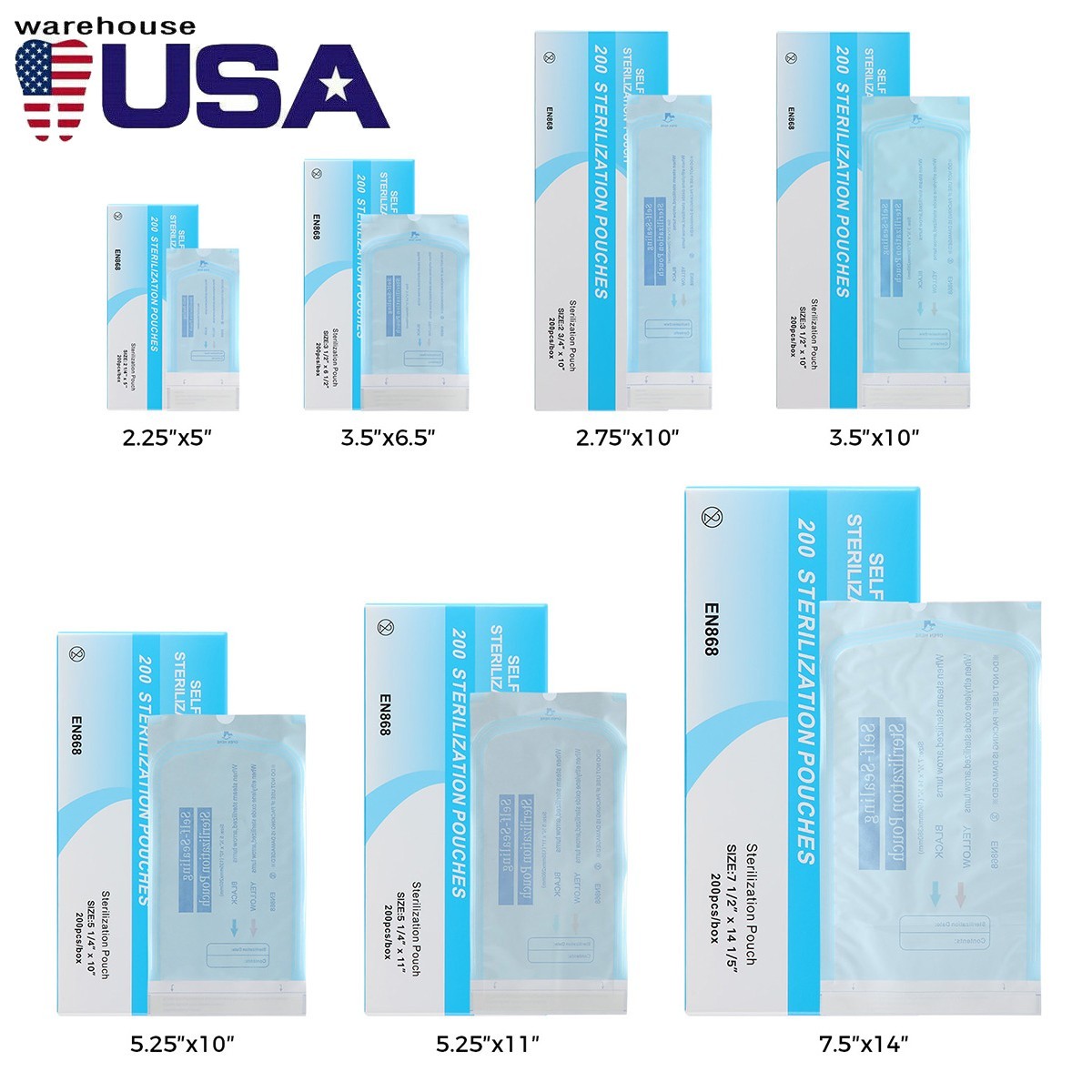 200pcs/Box Dental Self Sterilization Pouches Pouch Autoclave Sterilizer Bags