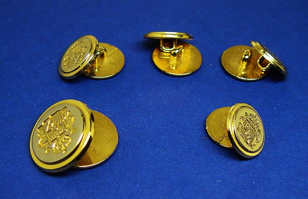 GERALD AUSTIN REPLACEMENT BUTTONS 10 SOLID METAL 2-TONE, FAIR USED CONDITION