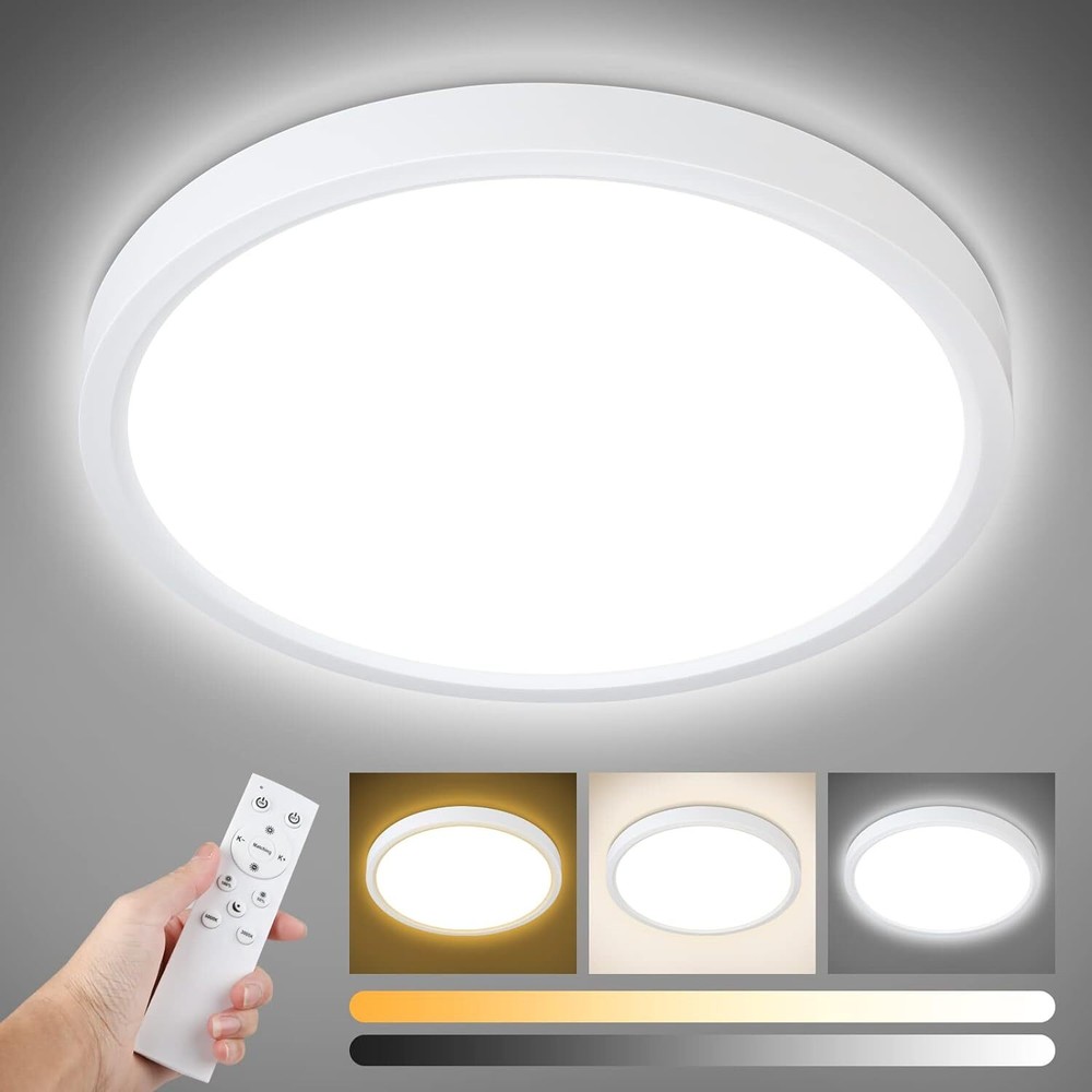 Unicozin Dimmable Ceiling Light with Remote Control, 8.7inch-Round, White