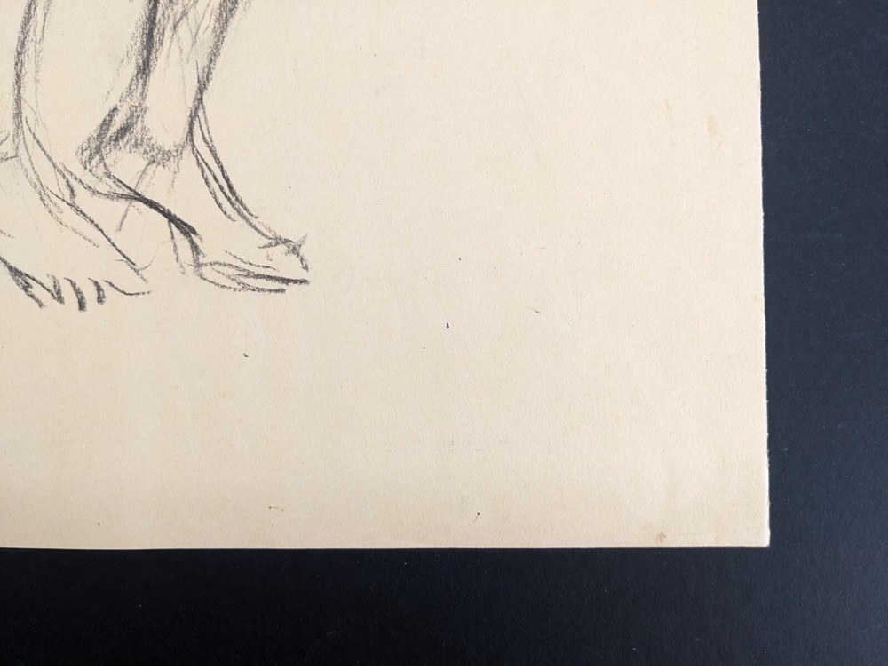 Walter Eck, standing nude, drawing, autographed