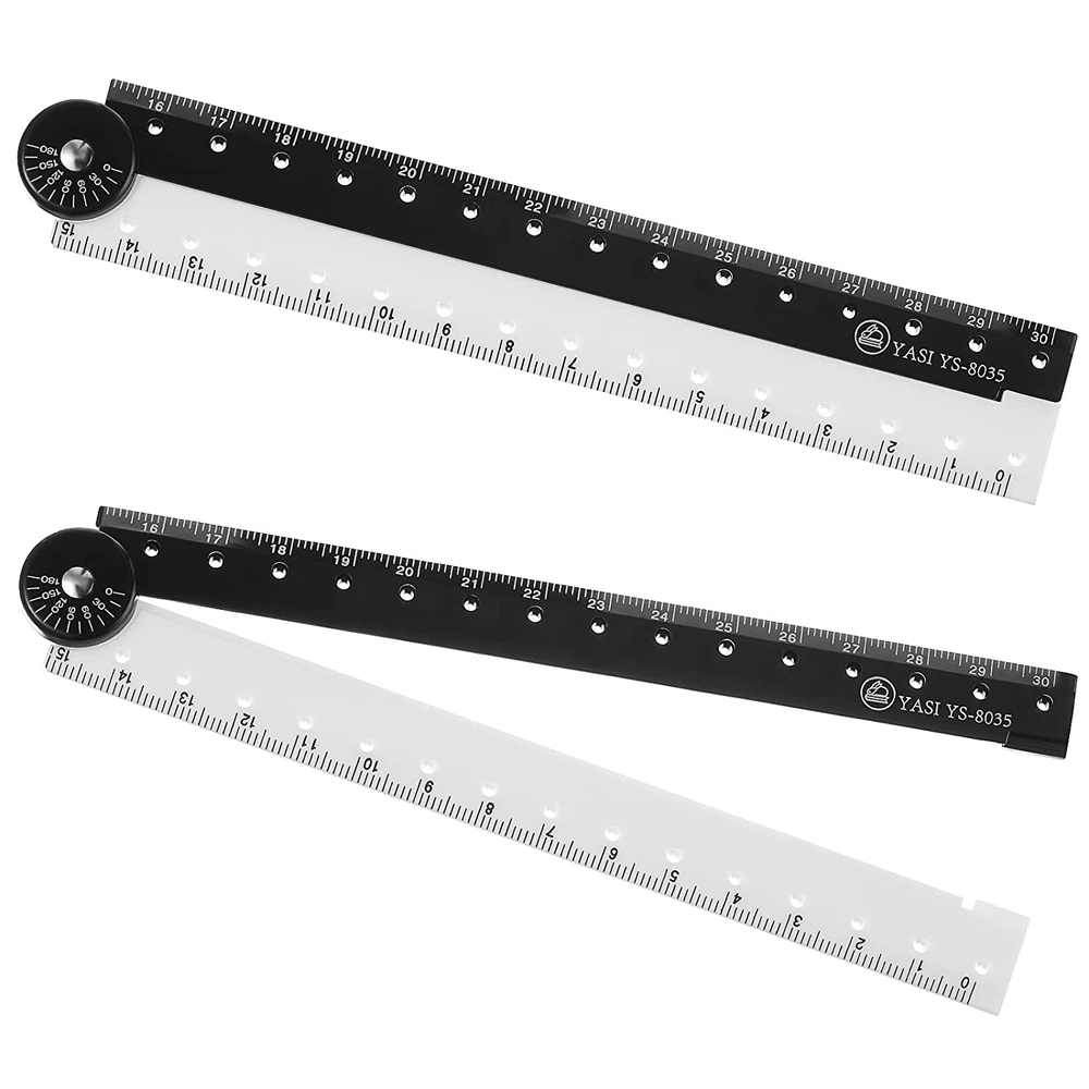 12 Inch Folding Ruler,Multi Acrylic Folding Ruler Angle Measurement Ruler Clear