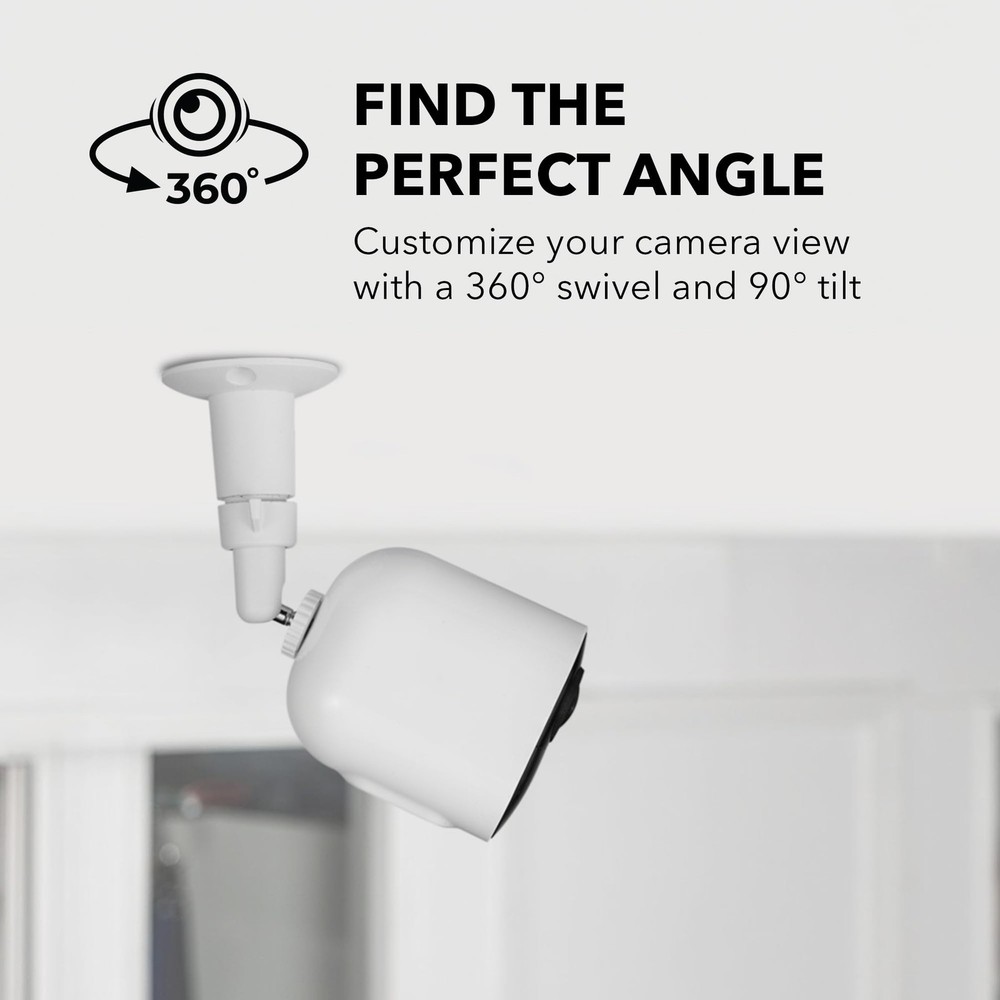 Wasserstein Adjustable Metal Wall Mount for Arlo Essential 3rd 2 Pack, White
