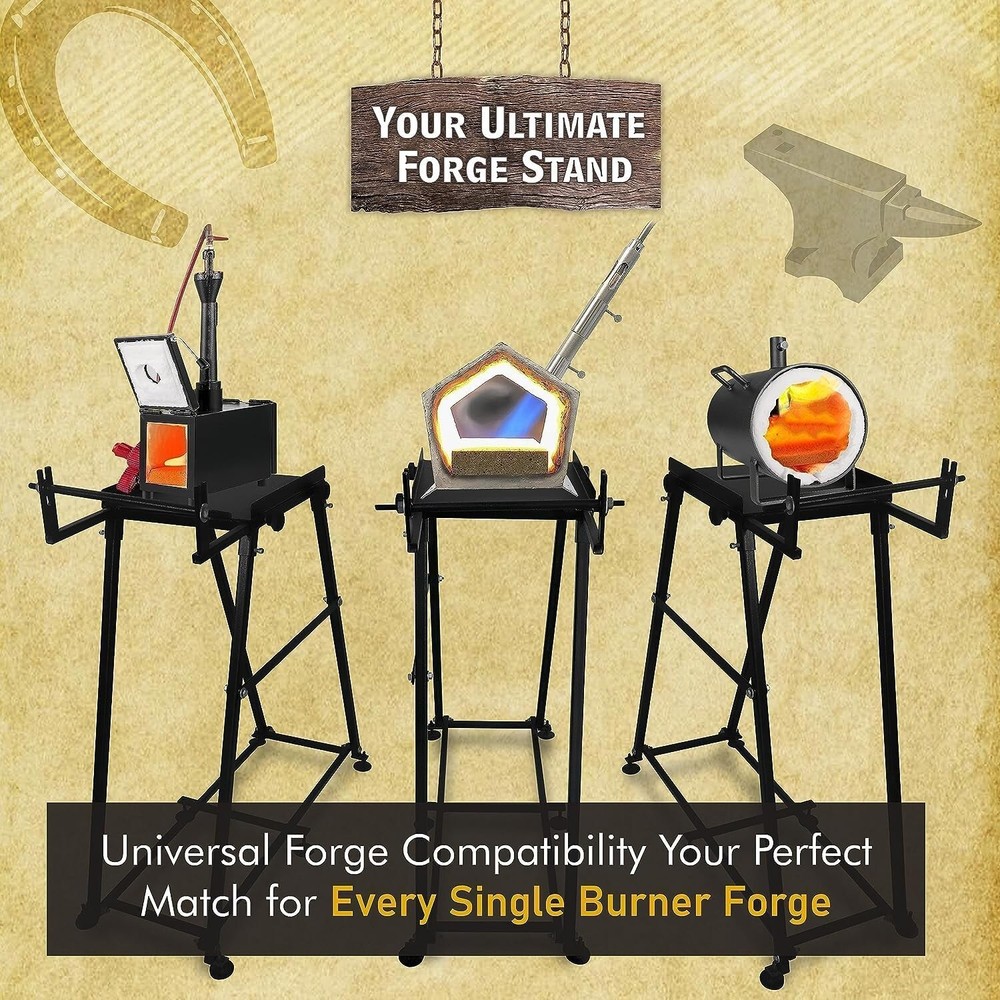Blacksmith Forge Kit Stand - 12" - Forge Starter Kit Stand For All Single Burner