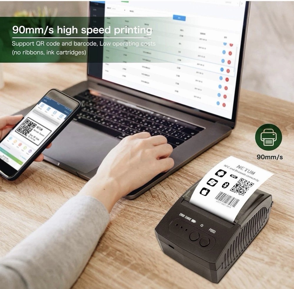 NETUM Bluetooth Receipt Printer, Portable 58mm Mini Thermal Pos Printer, Comp...