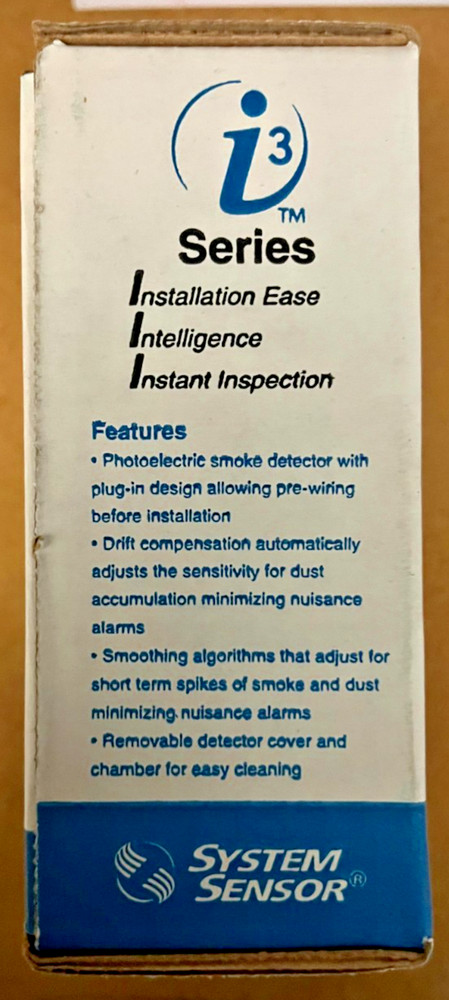 System Sensor, 2W-B, I3 SERIES DETECTOR, 2-WIRE, 12/24 VDC WITH BASE