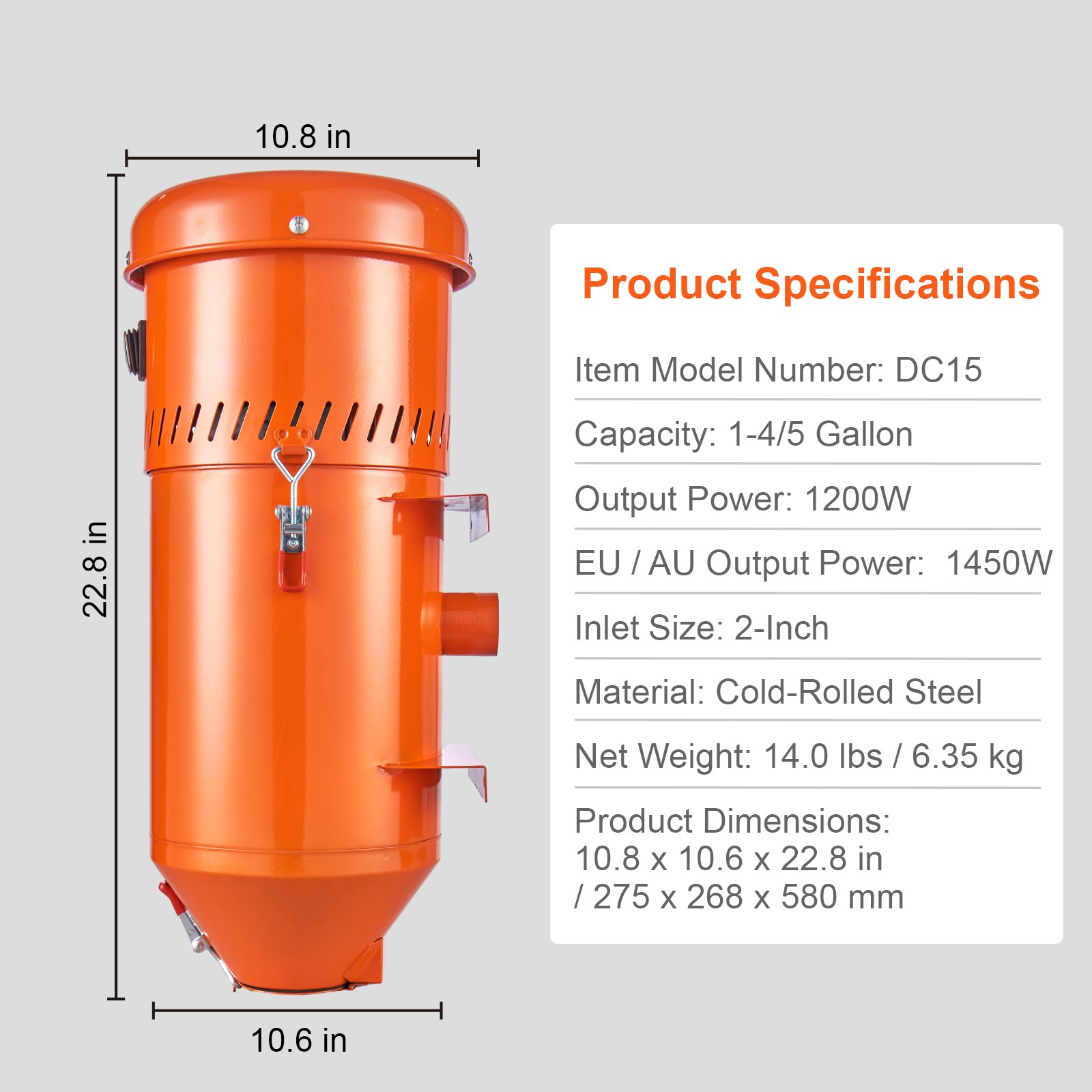 Uimoso 1.8 Gallon Dust Collector 1200W Dust Collection System Media Reclaimer