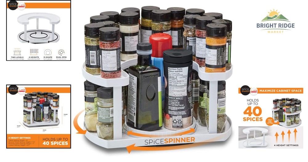 Two-Tier Spice Rack with Adjustable Design for Customizable Pantry Storage