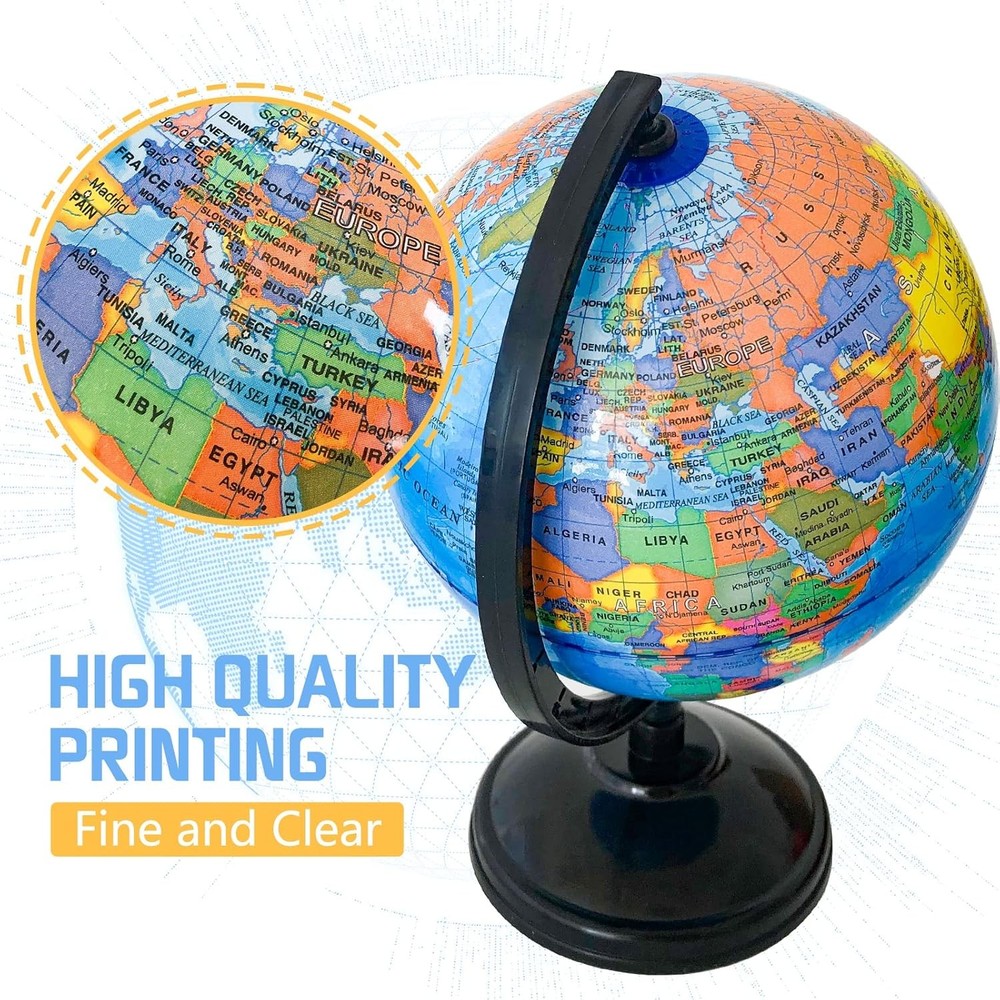 WORLD GLOBE EARTH Map Rotating Geography Ocean Classroom Learning Desktop 6...