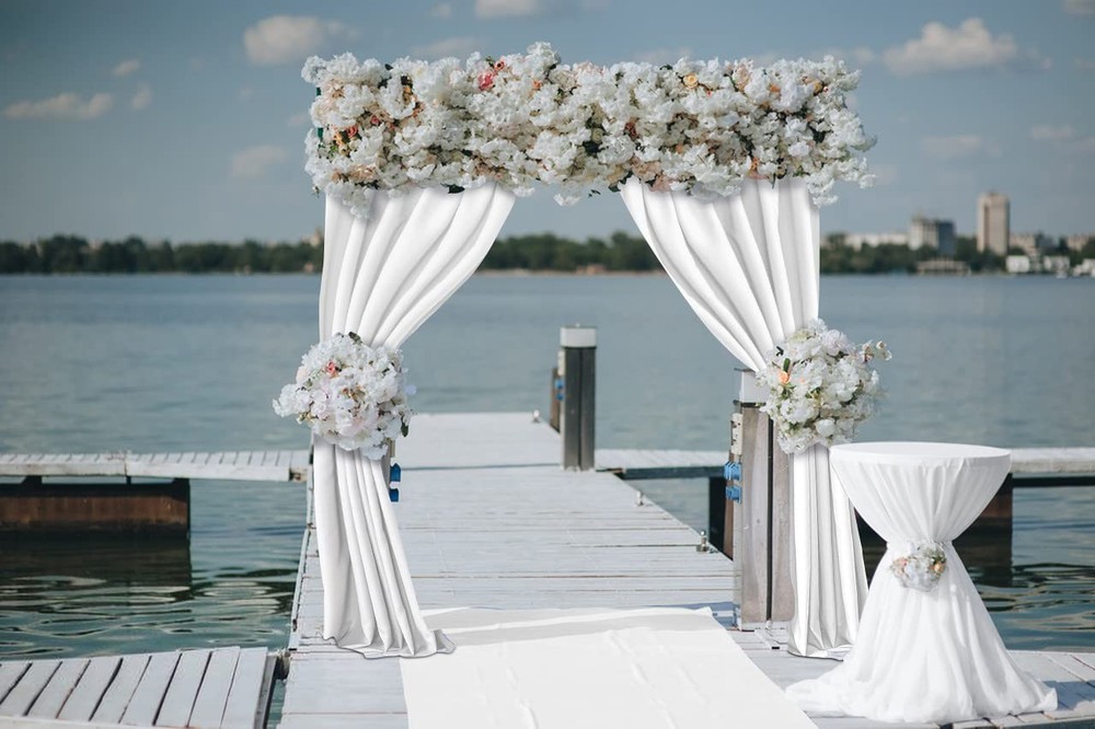 White Curtains Backdrop for Wedding 2 Panels 5ftx10ft Wrinkle Free Drape