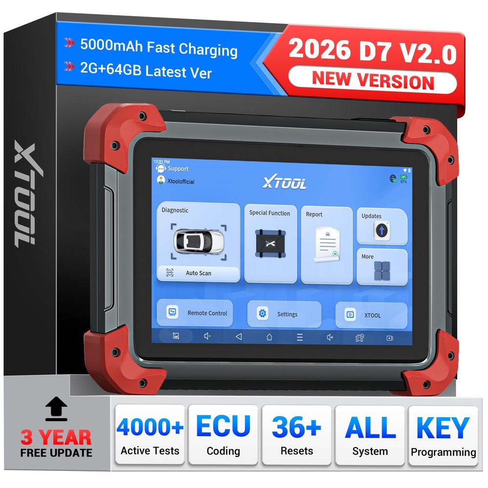 2026 XTOOL D7 Auto Diagnostic Scanner Tool BiDirectional E.CU Coding 36+Services