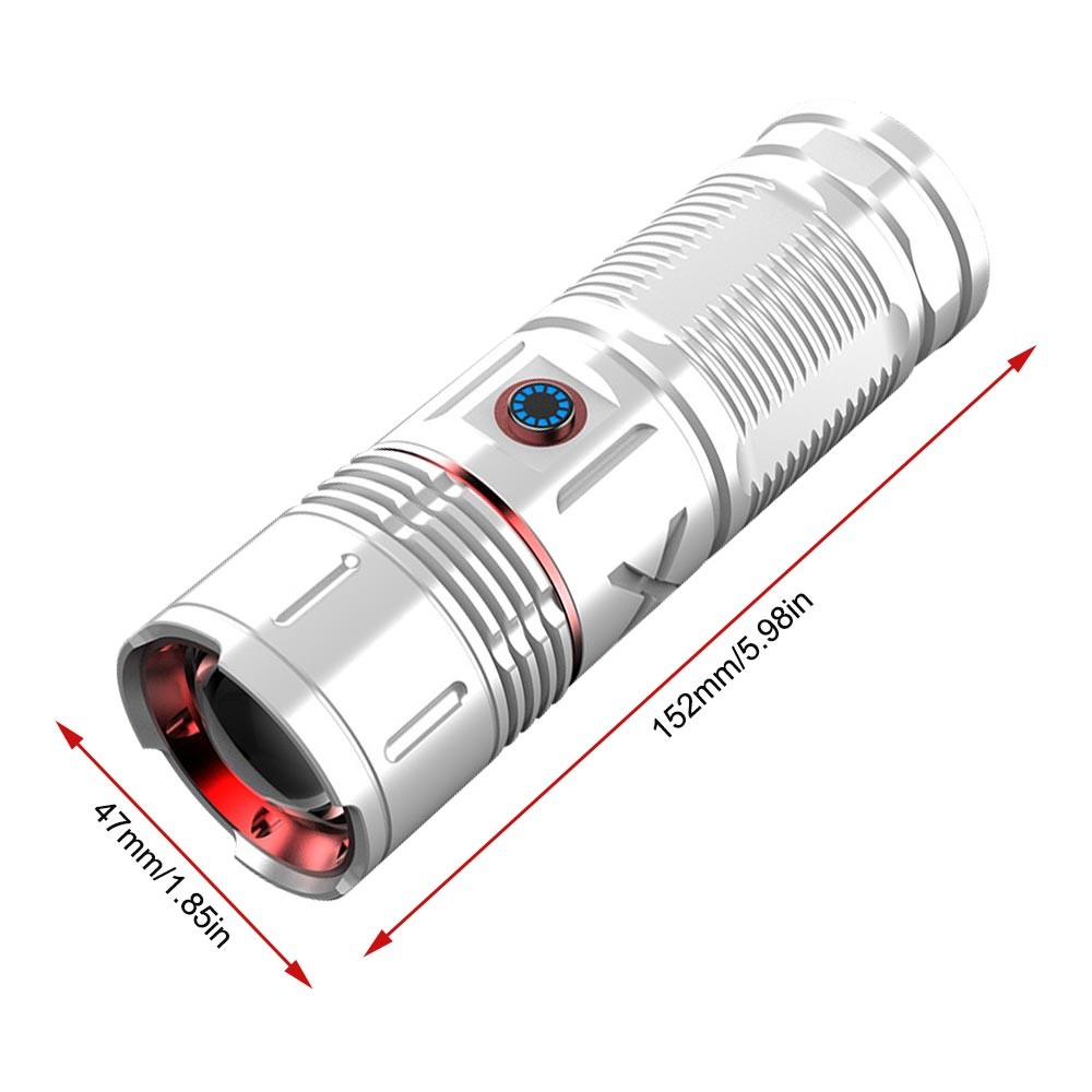 Laser White LED Flashlight TYPE-C Charging Super Bright Torch Zoomable Light US