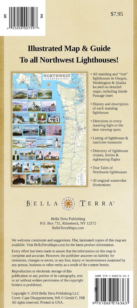 Northwest Lighthouses Illustrated Map & Guide (Oregon, Washington, Alaska)