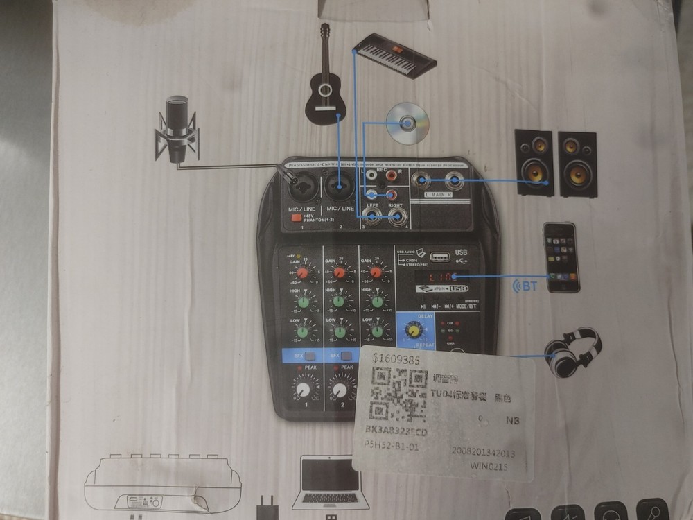 Professional Audio Mixer Sound Board Console System Interface 4 Channel Digital