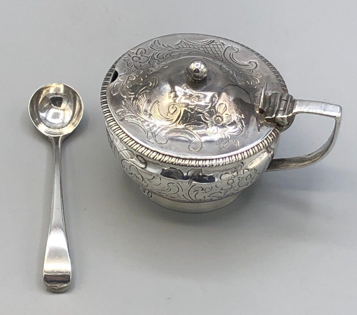Antique Sterling Silver small Sauce Dish with Spoon, London England, circa 1798