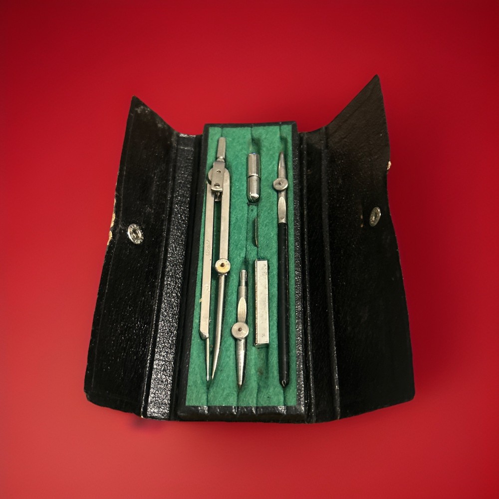 Vintage Geometry Drafting Compass Set Made in Germany No 2115 Case