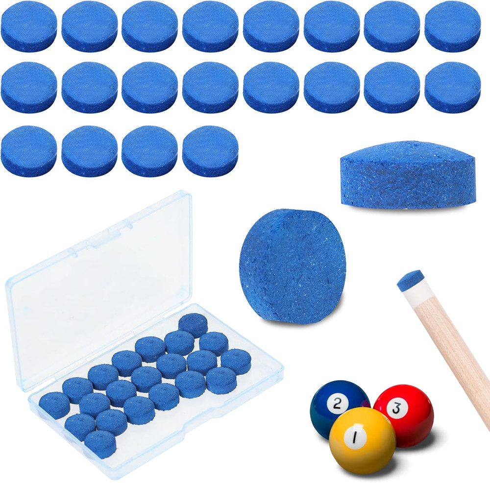 Billiard Pool Cue Tips Pool Stick Replacement Tips with Storage Box for Pool Cue