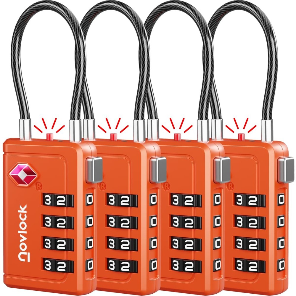 Luggage Locks TSA Approved with Inspection Indicator and Resettable 4Digit, E...