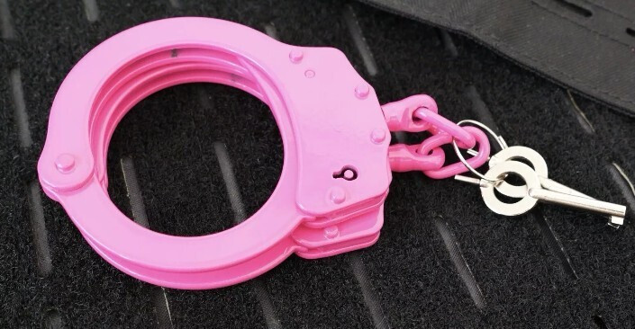 handmade Double Locking Standard Size Pink Handcuffs Includes 2 Keys