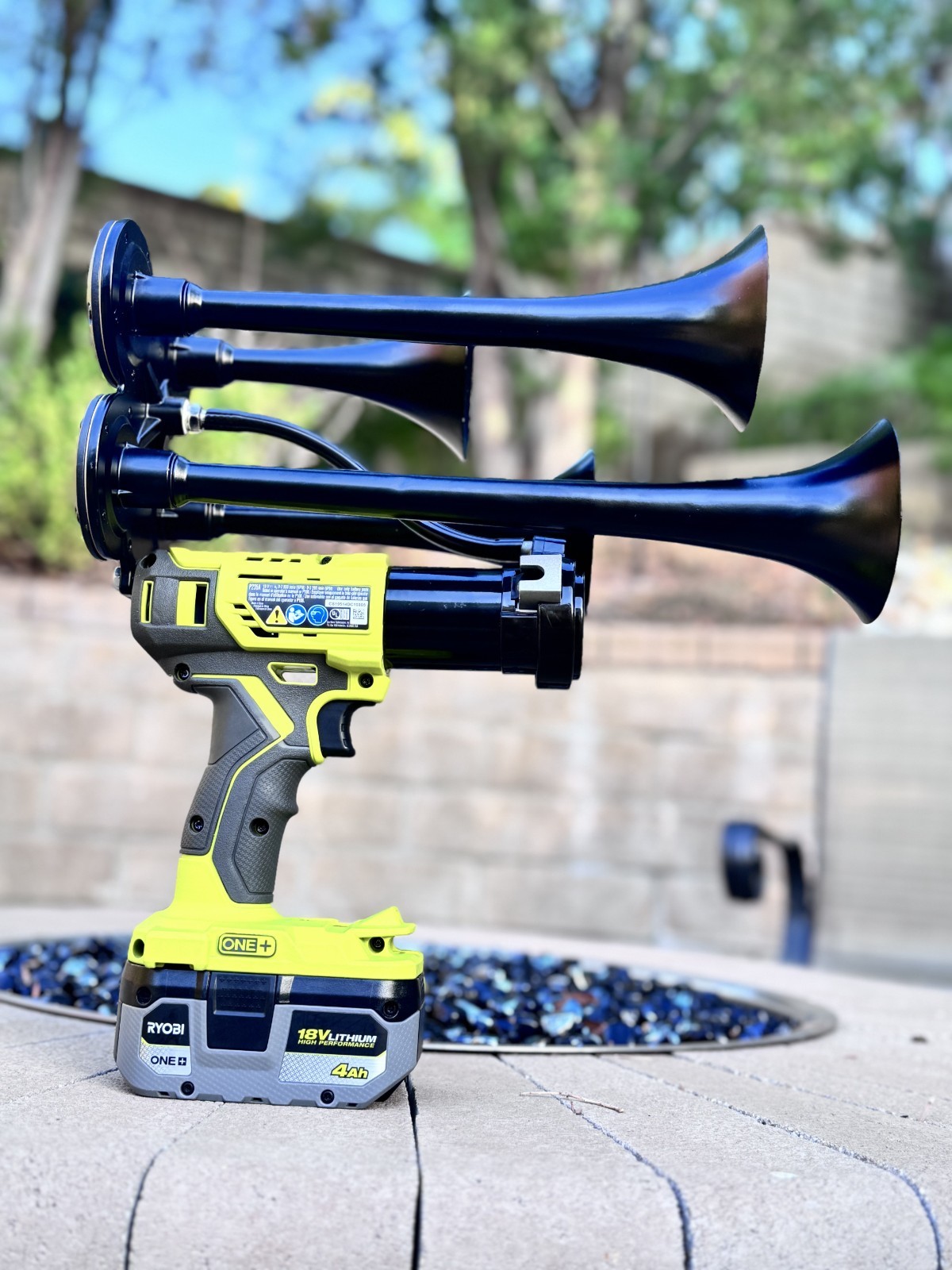 Premium Ryobi 18V Impact Drill Train Air Horn with Remote Control | Quad 4