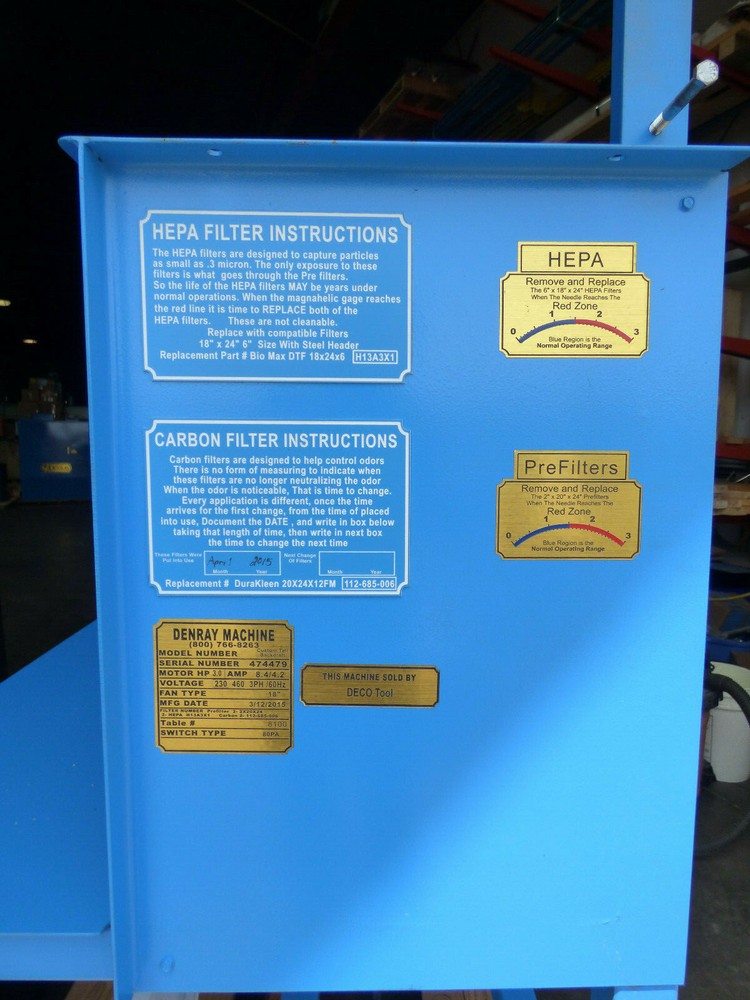 DENRAY BACKDRAFT TABLE 3HP UNUSED