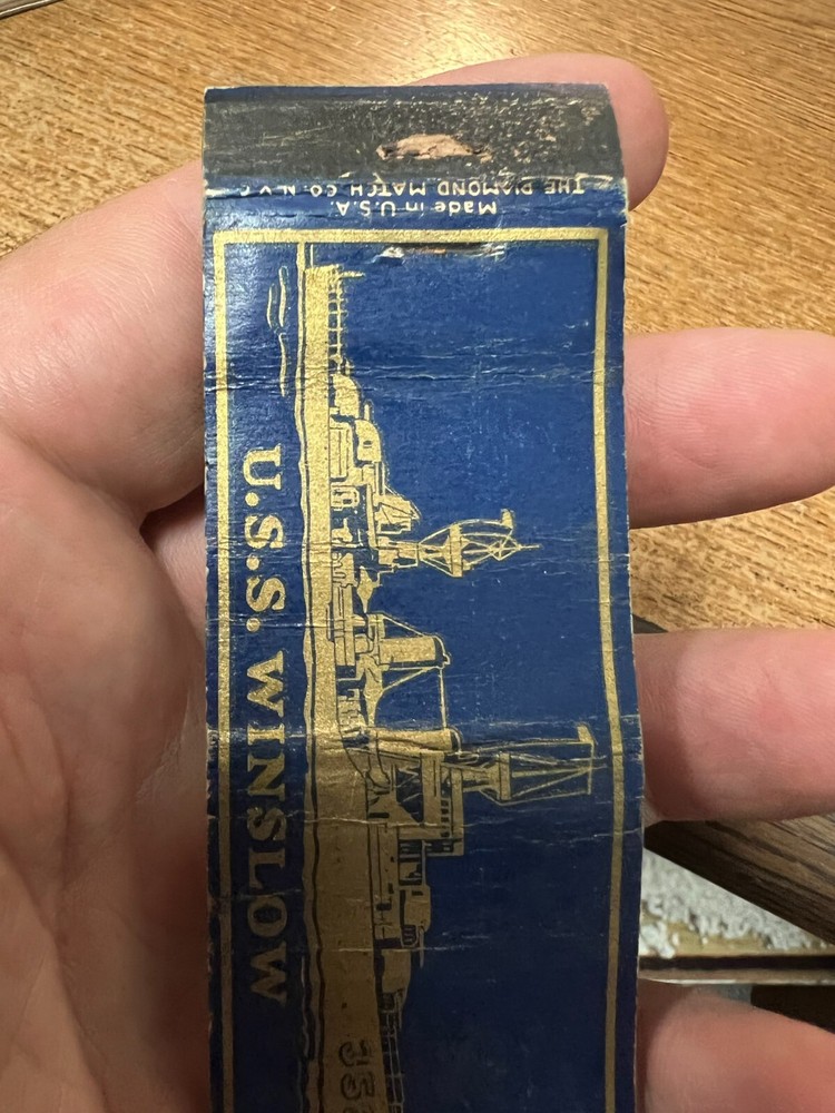 USED flattened US Navy USS WINSLOW Destroyer DD359  WW2  Matchbook