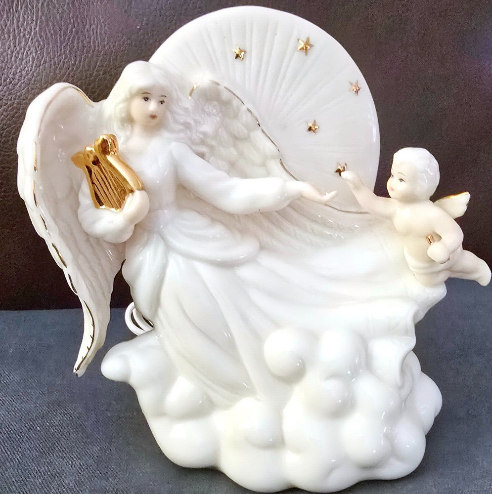 Wonderful Angel with Harp Ceramic Nightlight Tabletop