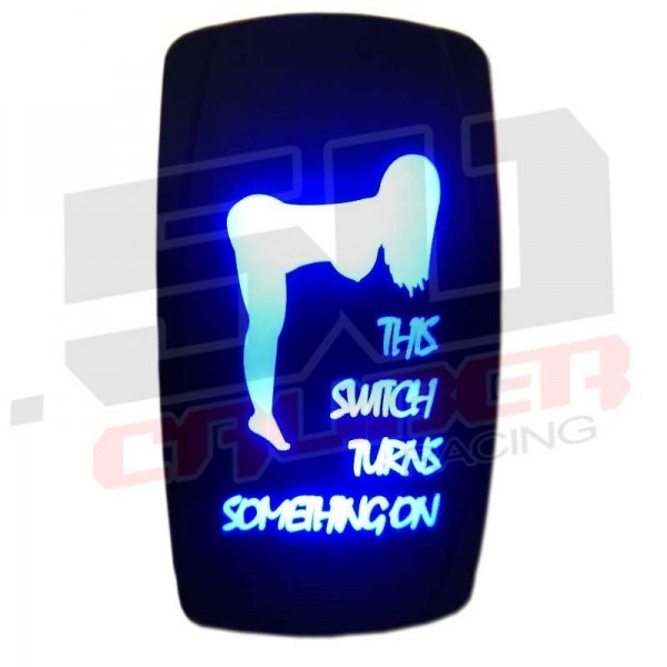 On/Off Rocker Switch Blue LED Backlit "This Switch Turns Something on" UTV, Auto