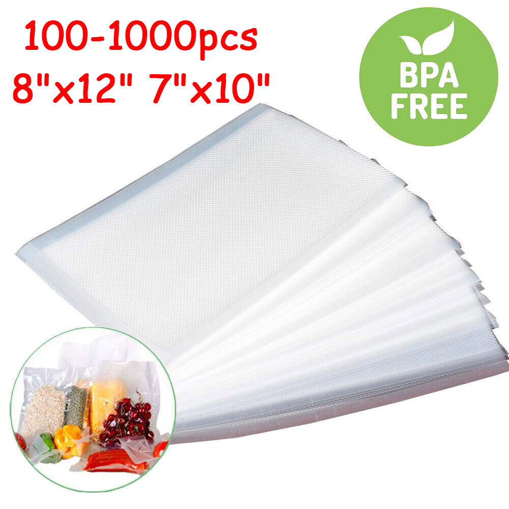 500/1000 Quart Vacuum Sealer Bags 8x12 7x10 Embossed Food Saver Storage Package
