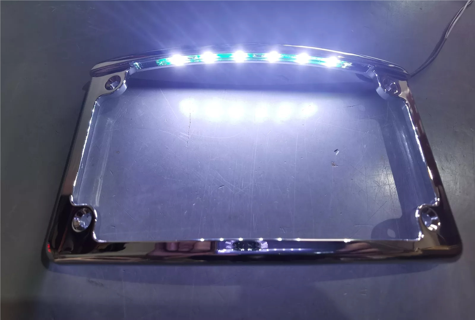 Curved License Plate Frame with LED Light For Harley Electra Road Street Glide