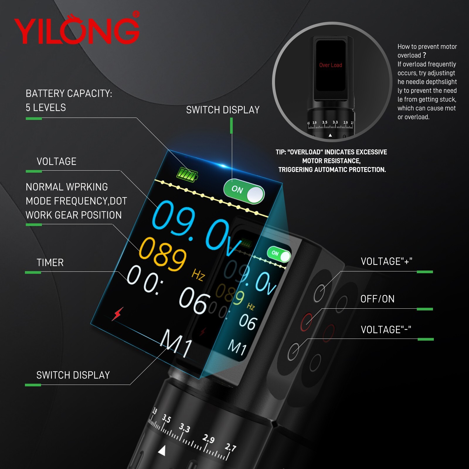 Wireless Tattoo Kit Complete Rotary Pen Machine 1200mAh Power Adjustable Stroke