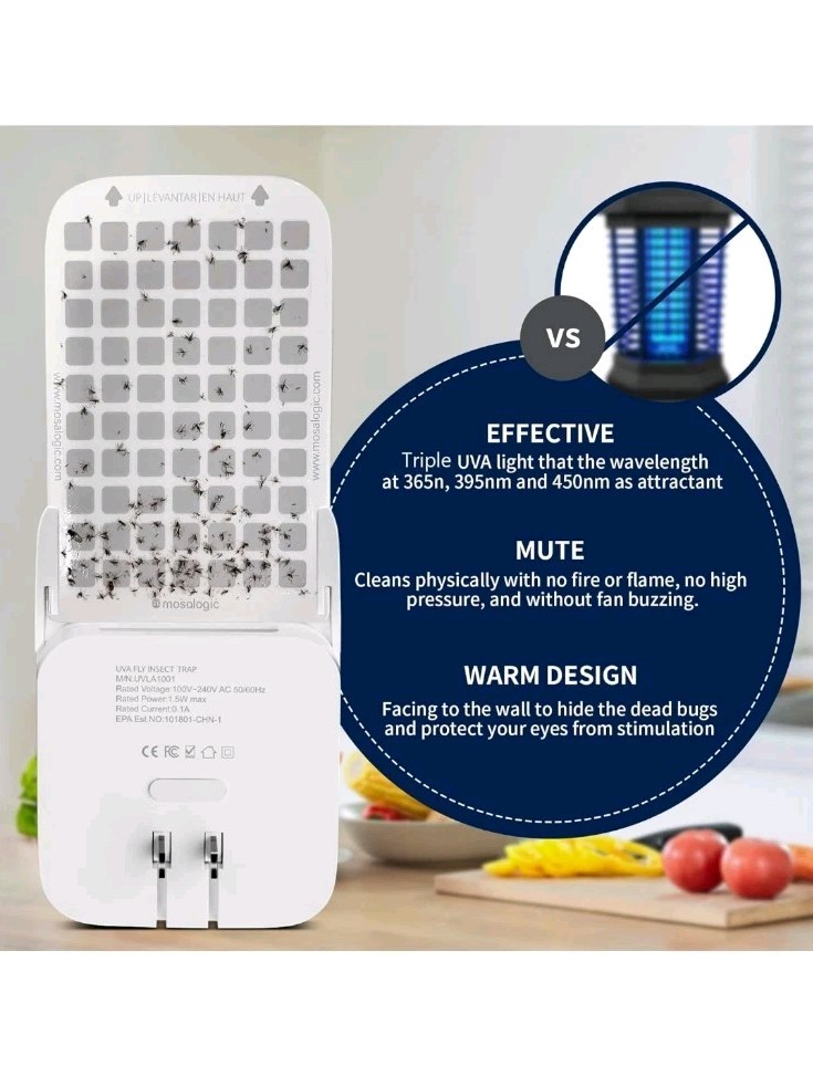 Mosalogic Plug In Electric Insect Fly Trap Refillable NEW