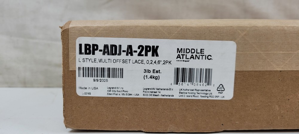 Middle Atlantic LBP-ADJ-A-2PK Adjustable Horizontal Lace - 2 pack