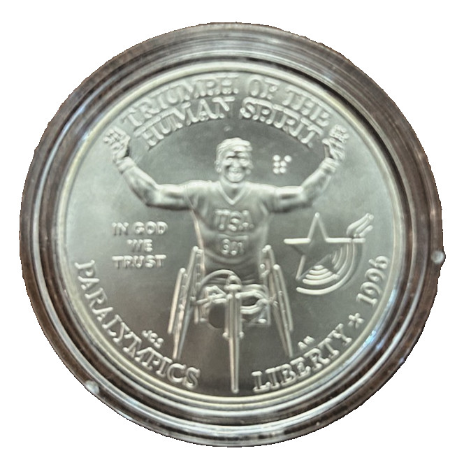 1996 D Paralympics Uncirculated Silver Dollar