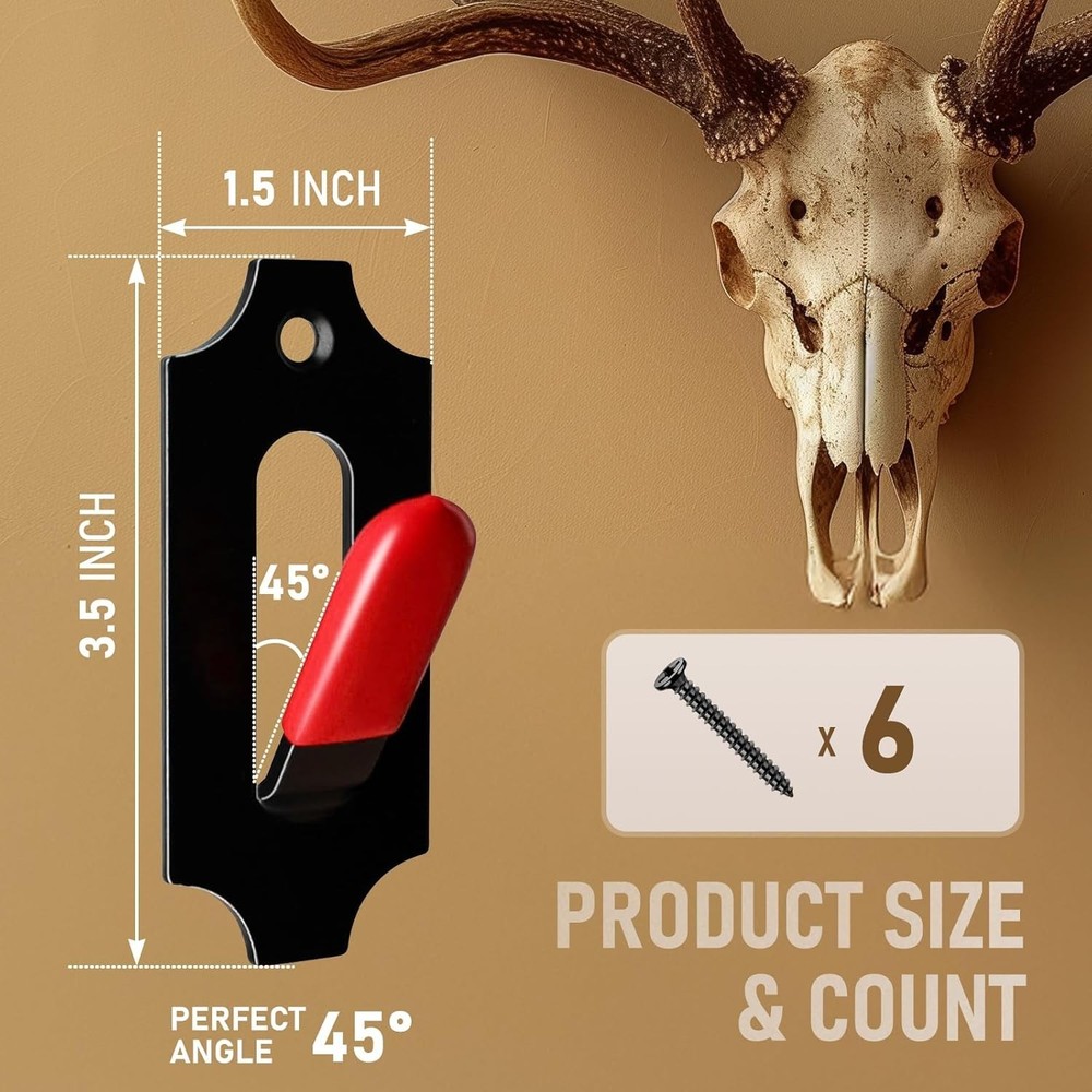 6-Pack Deer Skull Mount Hanger with Silicone Protector - Durable & Elegant
