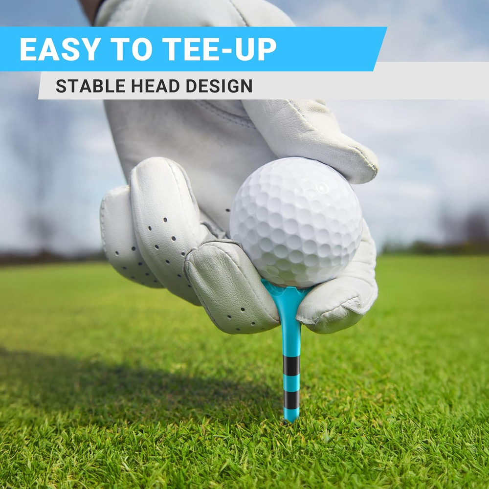 Professional Plastic Golf Tees 100 Pack (3-1/4" or 2-3/4"), Enhanced Durability