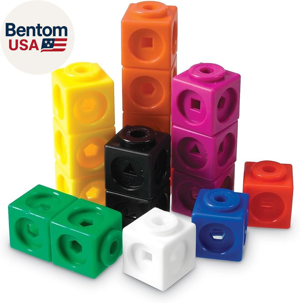 Mathlink Cubes - Set of 100 Cubes, Ages 5+ Kindergarten, STEM Activities, Math M