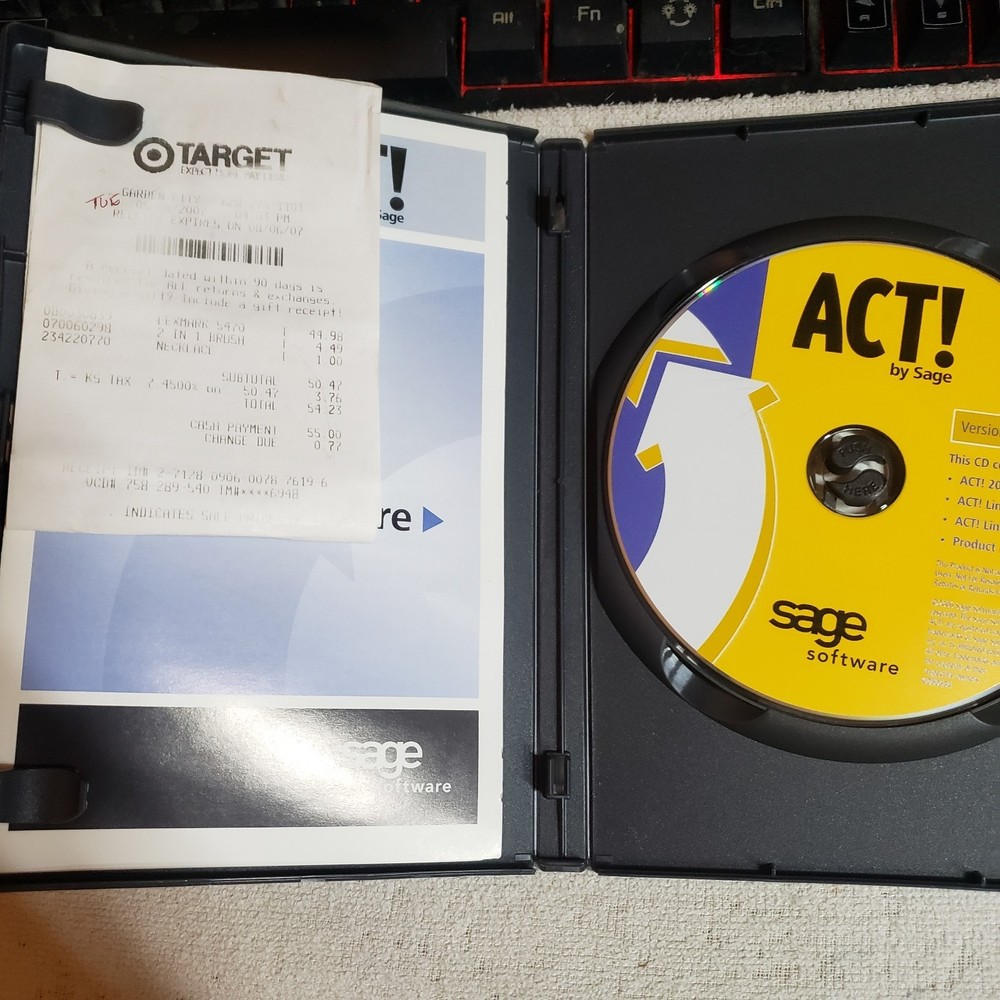 Act By Sage 2007 (9.0) Computer Software Windows Used