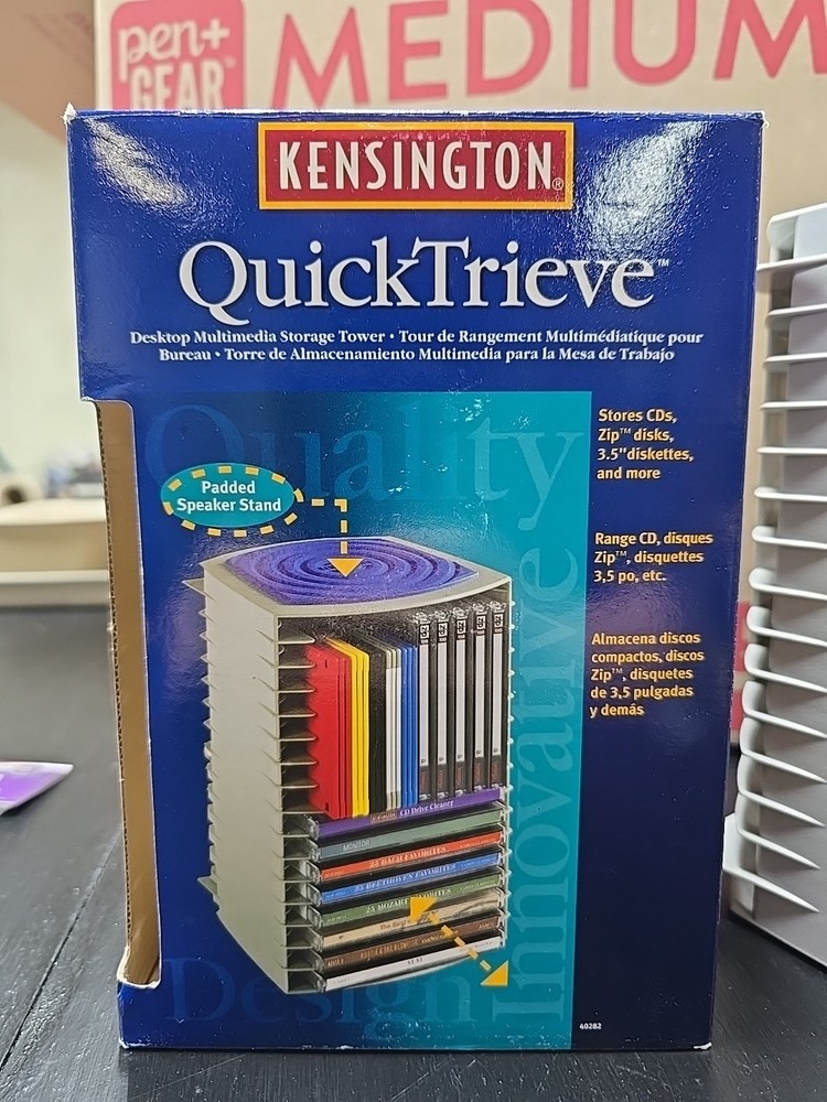 Kensington QuickTrieve Stackable Modular CD Storage Tower 16 Disk - CREAM - NIB