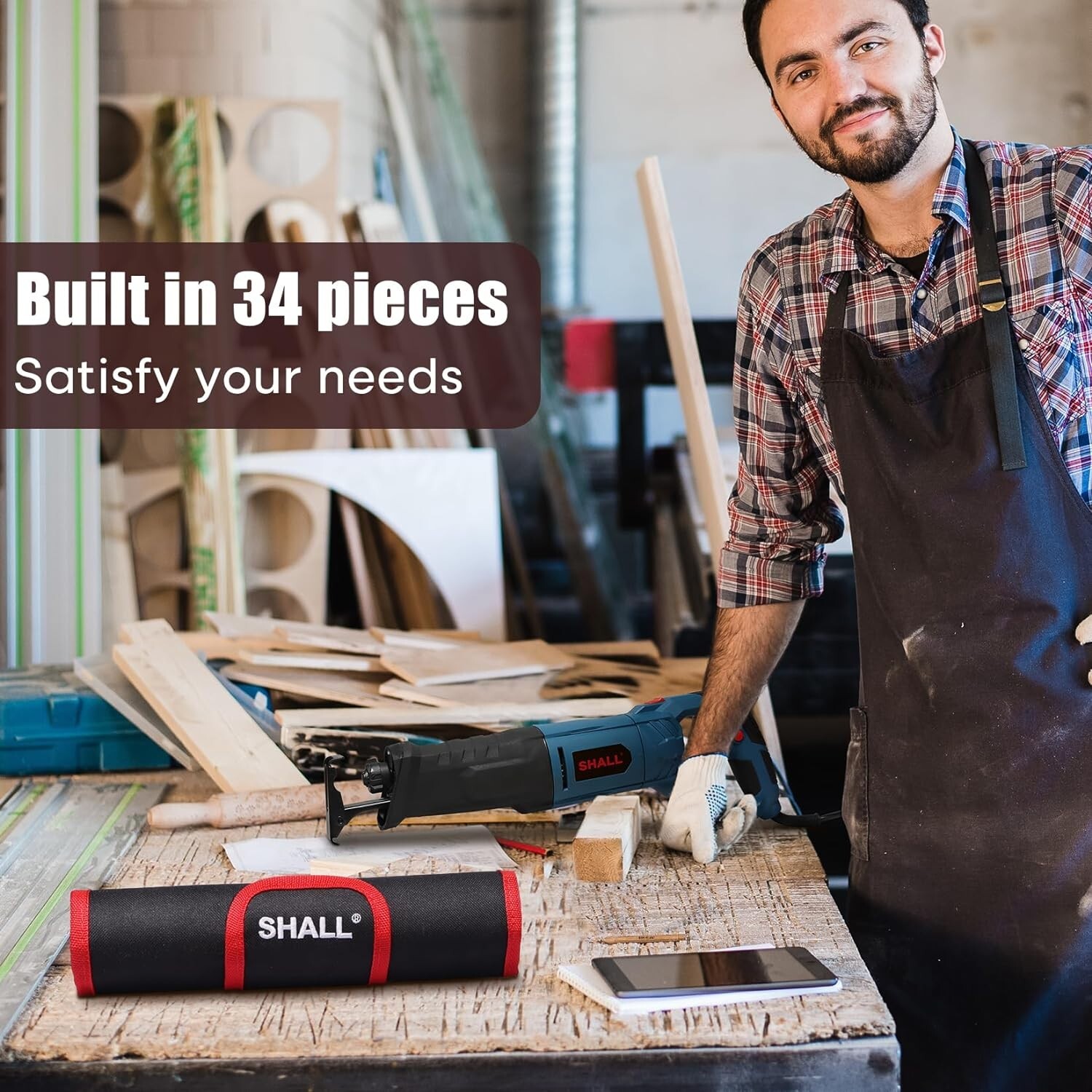 SHALL 34-Piece Reciprocating Sabre Saw Blades Set for Wood & Metal