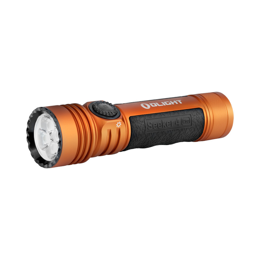 Olight Seeker 4 Pro Orange Flashlight, Versatile Holster, 4600L, Cool White