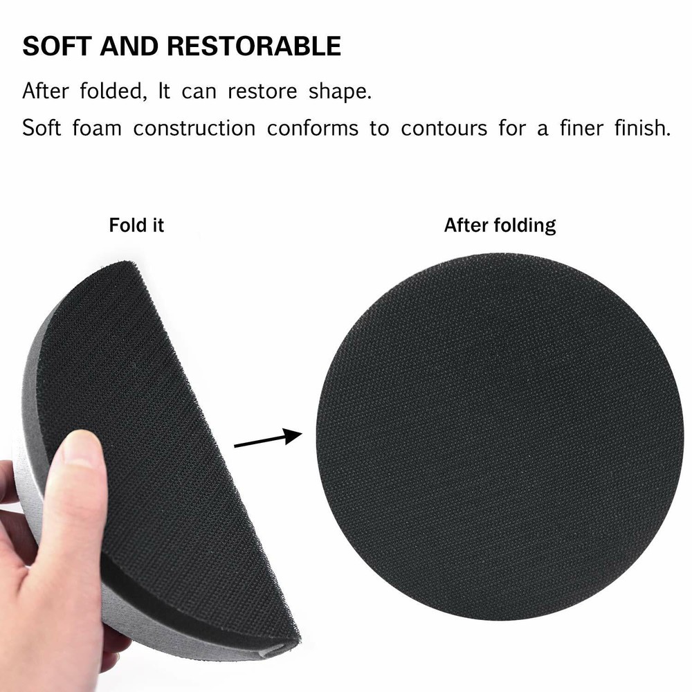 SATC 10PCS 6" Soft Sponge Interface Pad Hook&Loop No Hole Sanding Discs for Wood