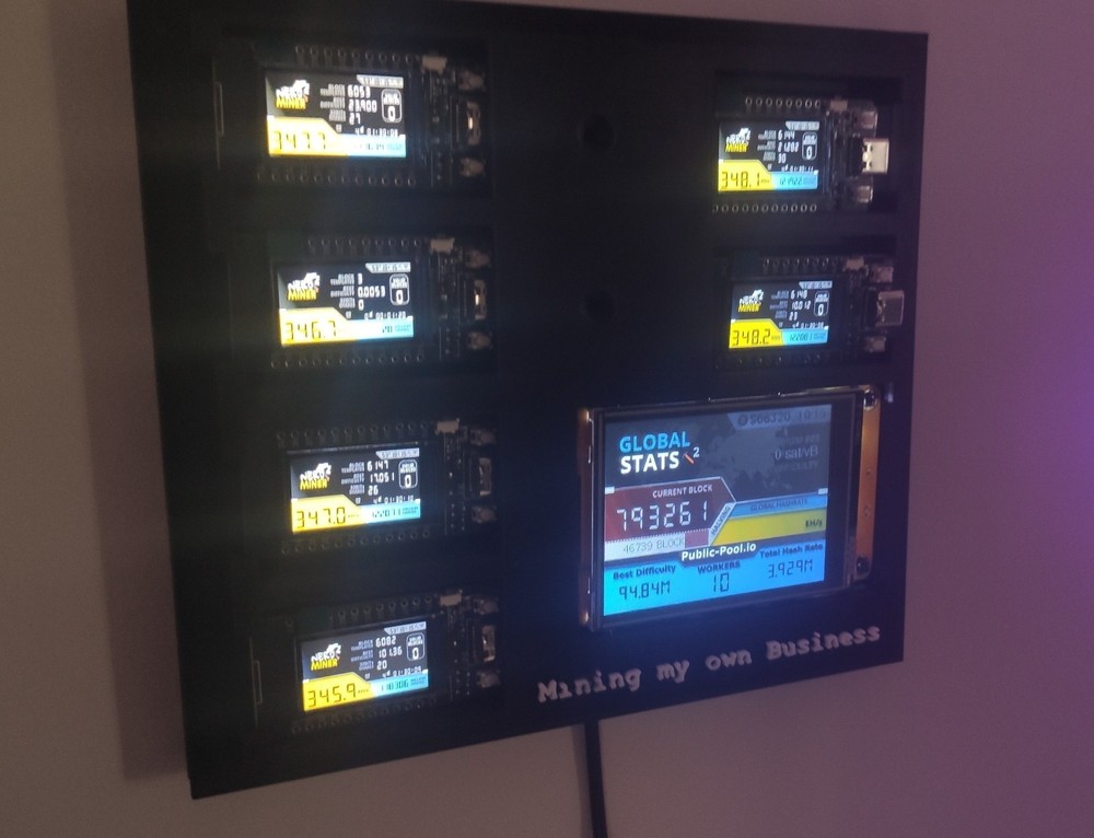 Nerd Miner Crypto Mining Rig - 7 x 350 kh/s - Wall Mountable - Mining Rig - BTC