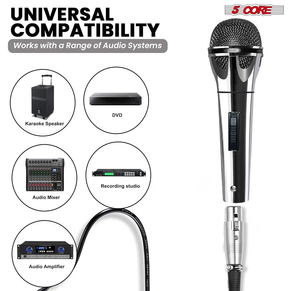 5Core XLR Microphone Dynamic Mic Karaoke Singing Studio Mics Handheld Microfono